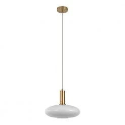 Homeshop Pendel Pendel I Elipseformet Hvidt Glas Og Messingfatningn150 Cm Stofledning Pære: E27/40W - 6406220