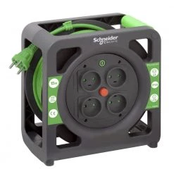 Schneider Electrics Schneider Kabeltromle 3g1,0mm 15 M 4 Udtag Sort-grøn - Imt33138