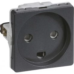 Lauritz Knudsen LK Fuga Stikkontakt Med Jord 1 Modul U/afbryder Koksgrå - 501D80111L